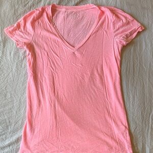 J. Crew Bright Pink V-Neck Tee